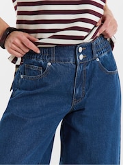 JD Williams Blue Elasticated Waist Culotte Jeans - Image 4 of 4