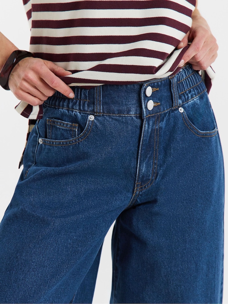JD Williams Blue Elasticated Waist Culotte Jeans - Image 4 of 4 JD Williams Blue Elasticated Waist Culotte Jeans - Image 4 of 4