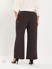Yours Curve Brown Wide Leg Buckle Trousers - Image 3 of 6