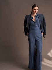 Blue Denim Look Asymmetric Blazer - Image 2 of 6