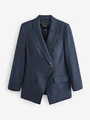 Blue Denim Look Asymmetric Blazer - Image 5 of 6