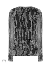 Long Tall Sally Black Metallic Wrap Top - Image 3 of 6