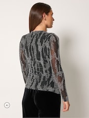 Long Tall Sally Black Metallic Wrap Top - Image 5 of 6