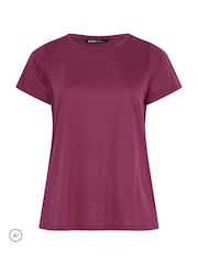 Yours Curve Black/Brown/Purple Core T-Shirts 3 Pack - Image 5 of 9