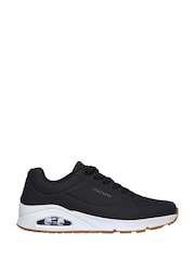 Skechers Black/White Standard Fit Mens Uno Stand On Air Lace-Up Sports Trainers - Image 2 of 6