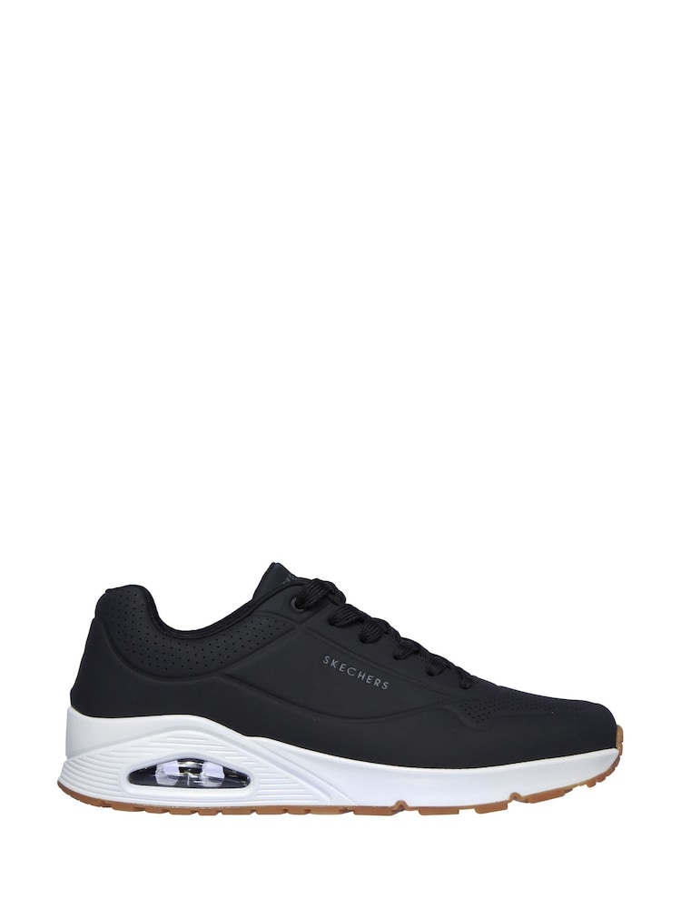 Skechers Black/White Standard Fit Mens Uno Stand On Air Lace-Up Sports Trainers - Image 2 of 6 Skechers Black/White Standard Fit Mens Uno Stand On Air Lace-Up Sports Trainers - Image 2 of 6