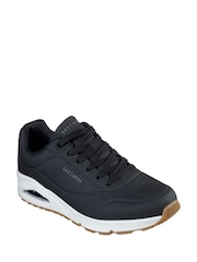 Skechers Black/White Standard Fit Mens Uno Stand On Air Lace-Up Sports Trainers - Image 4 of 6