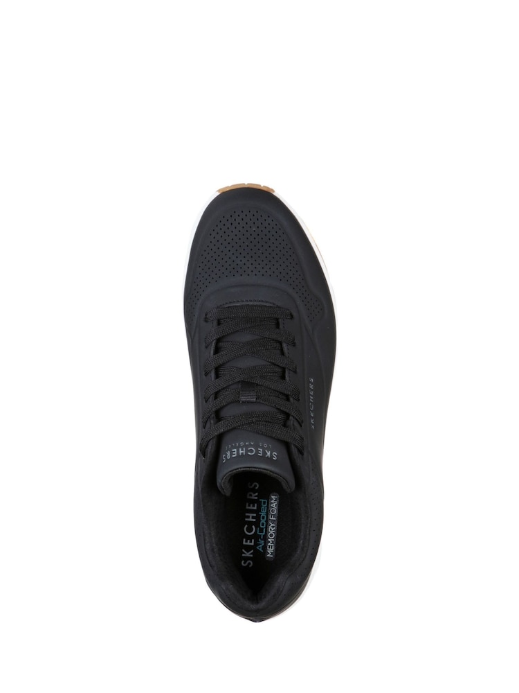Skechers Black/White Standard Fit Mens Uno Stand On Air Lace-Up Sports Trainers - Image 6 of 6 Skechers Black/White Standard Fit Mens Uno Stand On Air Lace-Up Sports Trainers - Image 6 of 6