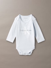 Asul - Calvin Klein Newborn Signature Logo Bodysuit - Larawan 1 ng 3