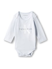 Asul - Calvin Klein Newborn Signature Logo Bodysuit - Larawan 3 ng 3