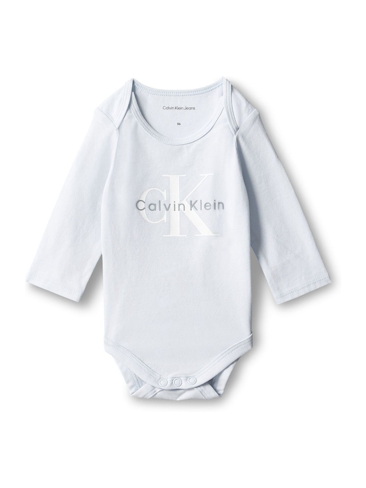 Asul - Calvin Klein Newborn Signature Logo Bodysuit - Larawan 3 ng 3