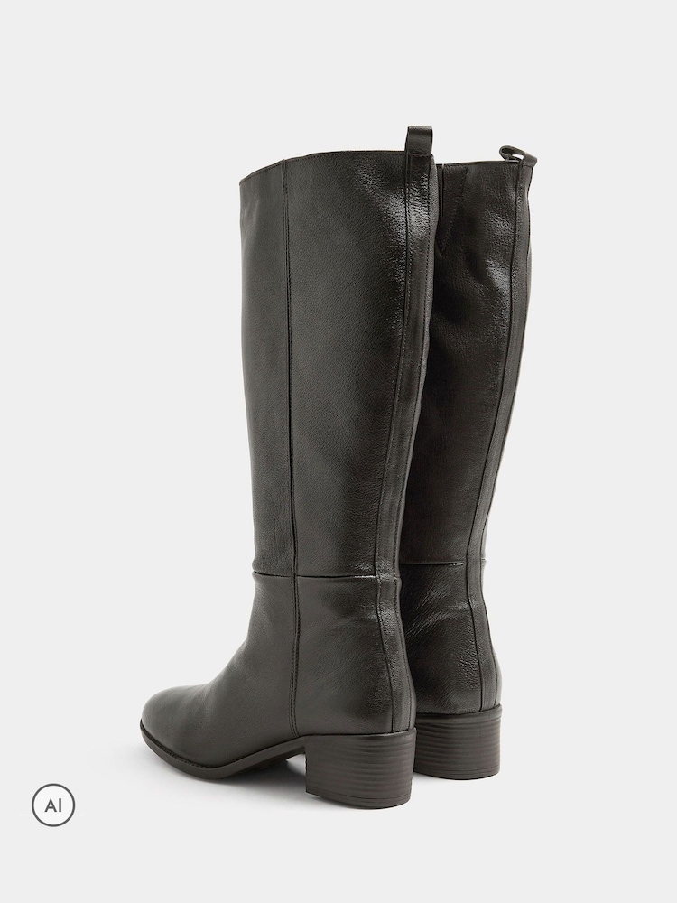 Long Tall Sally Leather Knee High Boots In Standard Fit - صورة 2 من 5