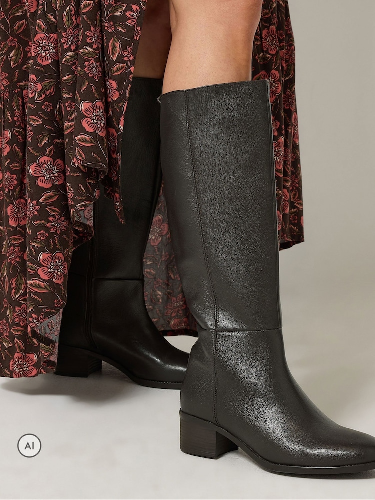 Long Tall Sally Leather Knee High Boots In Standard Fit - صورة 5 من 5