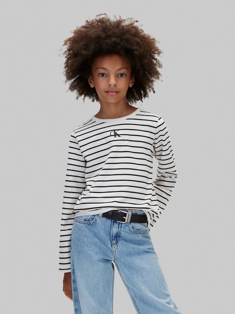 Calvin Klein Blue Stripe Long Sleeve T-Shirt - Image 1 of 5