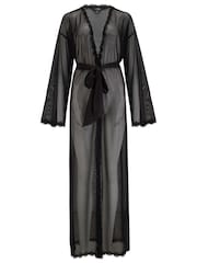 Pour Moi Black Boudoir Mesh & Lace Maxi Gown - Image 4 of 4