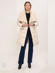 Star by Julien MacDonald Cream Fur Collar Padded Coat - Image 2 of 7