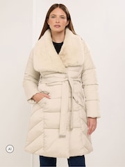 Star by Julien MacDonald Cream Fur Collar Padded Coat - Image 4 of 7