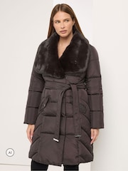 Star by Julien MacDonald Brown Fur Collar Padded Coat - Image 1 of 6