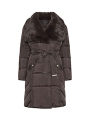 Star by Julien MacDonald Brown Fur Collar Padded Coat - Image 5 of 6