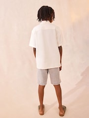 Ecru White 100% Cotton Short Sleeve Textured Shirt (3-16yrs) - Image 3 of 7