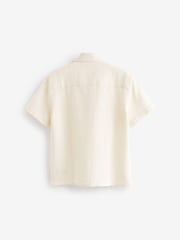 Ecru White 100% Cotton Short Sleeve Textured Shirt (3-16yrs) - Image 6 of 7