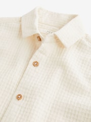 Ecru White 100% Cotton Short Sleeve Textured Shirt (3-16yrs) - Image 7 of 7