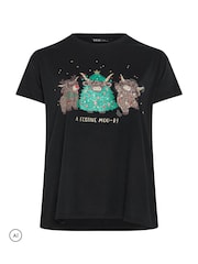 Yours Curve 'A Festive Moo-d' Highland Cow Novelty T-Shirt - Kuva 5 / 6