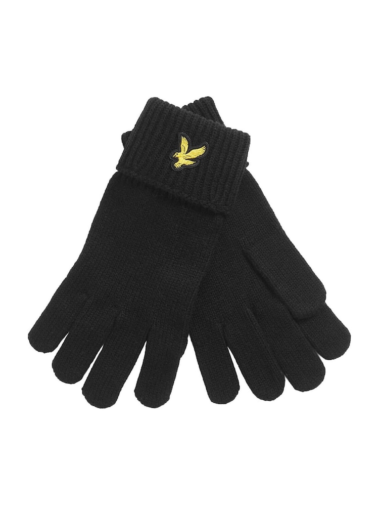 Lyle & Scott Black Cotton Merino Gloves - Image 1 of 3 Lyle & Scott Black Cotton Merino Gloves - Image 1 of 3