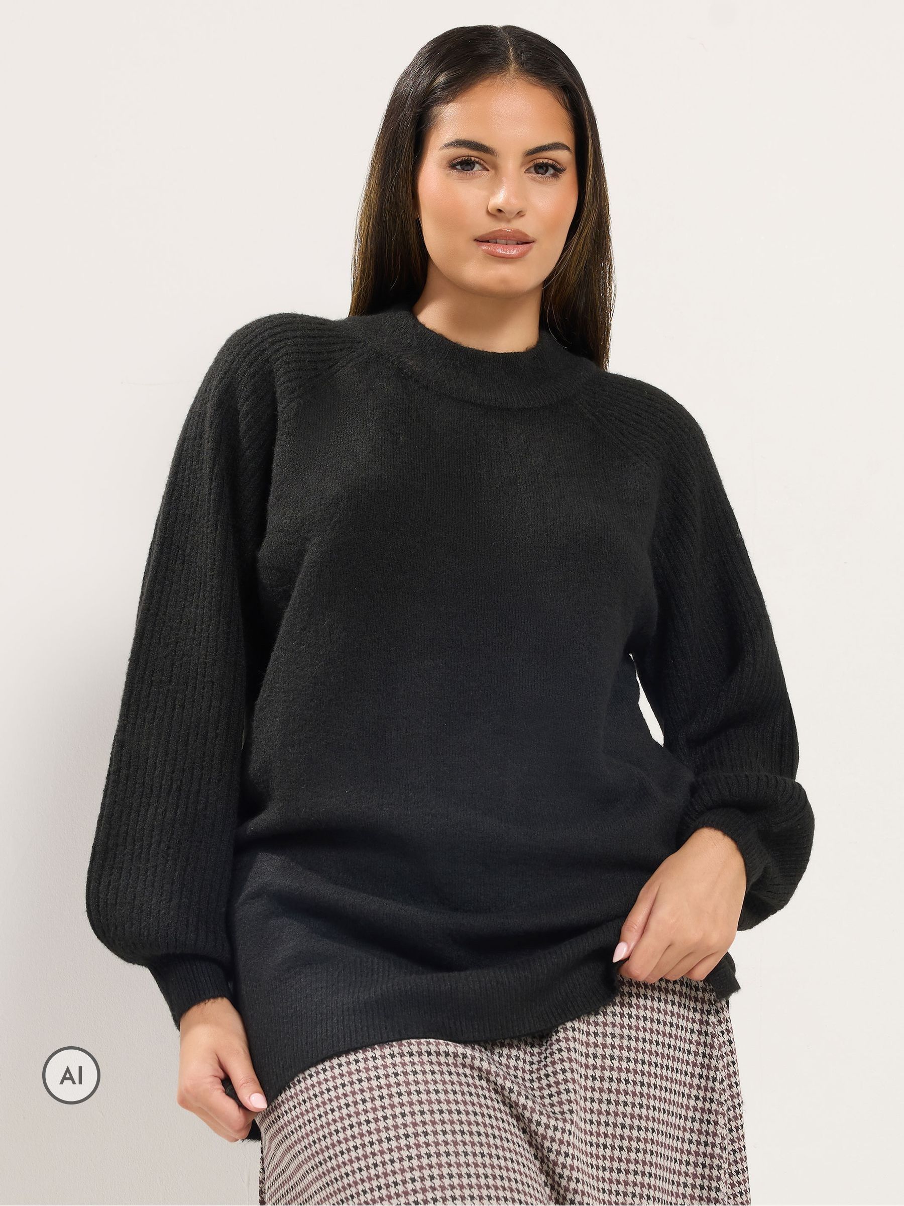 Yours Women's Turtle Neck Knitted Jumper in Black | Size: 26-28 - Image 2
