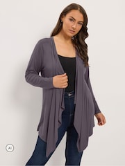 Yours Curve Grey Waterfall Cardigan - Image 1 of 6