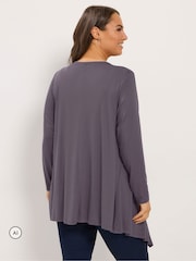 Yours Curve Grey Waterfall Cardigan - Image 3 of 6