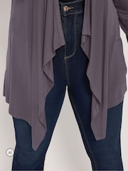 Yours Curve Grey Waterfall Cardigan - Image 4 of 6