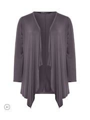Yours Curve Grey Waterfall Cardigan - Image 5 of 6