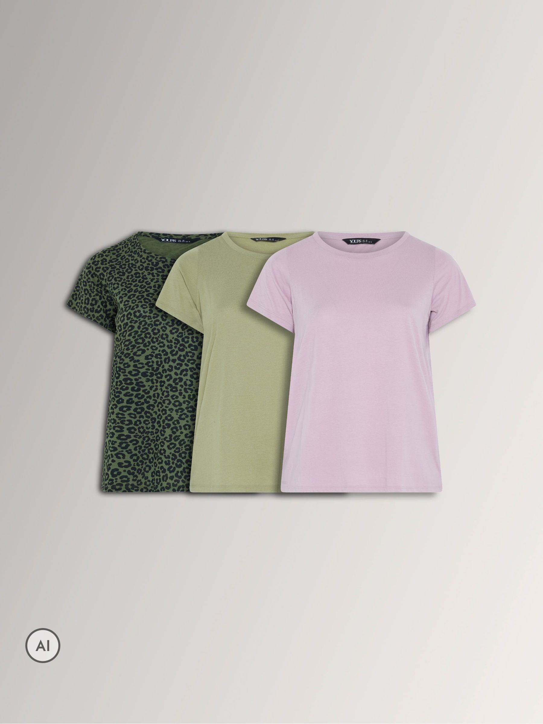 Yours Women's Multicolor 3 Pack Scoop Neck T-Shirts | Size: 34/36 - Image 1