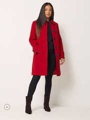M&Co Red Button Up Collared Coat - Image 2 of 6