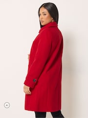M&Co Red Button Up Collared Coat - Image 3 of 6