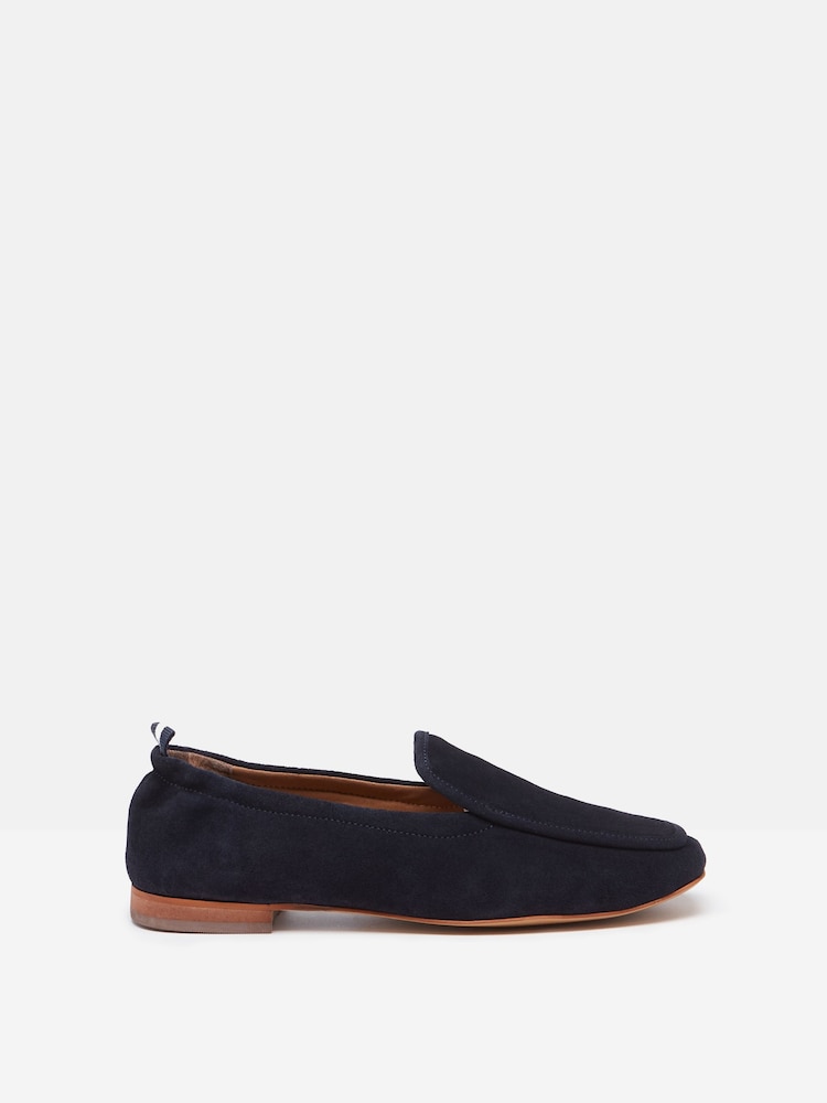 Joules Sloane Narrow Fit Navy Blue Suede Loafers - Image 1 of 6