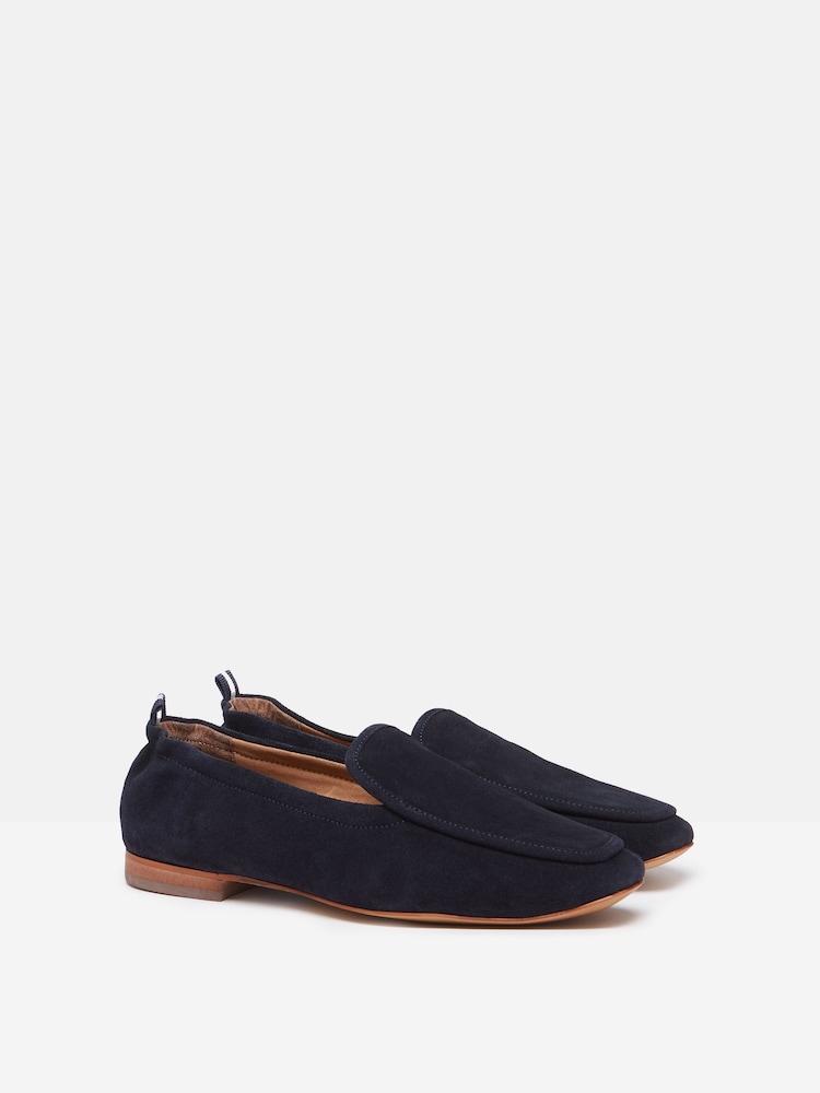 Joules Sloane Narrow Fit Navy Blue Suede Loafers - Image 2 of 6
