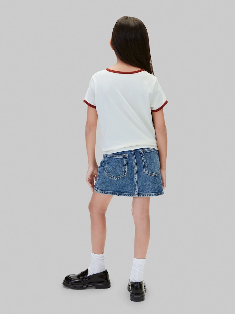 Calvin Klein Blue Denim Skirt - Image 2 of 7 Calvin Klein Blue Denim Skirt - Image 2 of 7