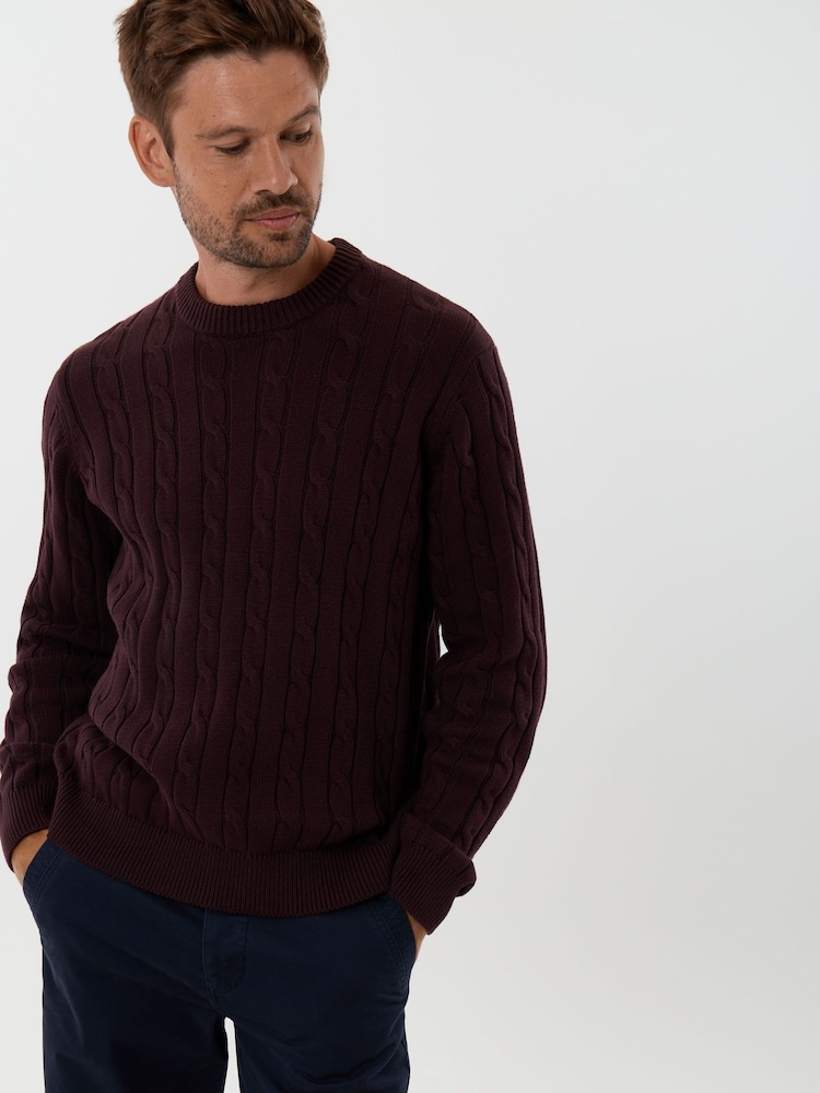 Saltwell Red Cable Knit Crew Neck Jumper - Image 1 of 6