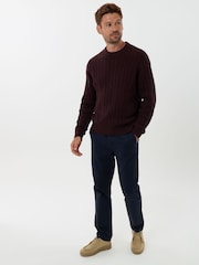 Saltwell Red Cable Knit Crew Neck Jumper - Image 3 of 6