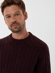 Saltwell Red Cable Knit Crew Neck Jumper - Image 4 of 6