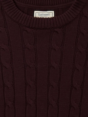 Saltwell Red Cable Knit Crew Neck Jumper - Image 6 of 6