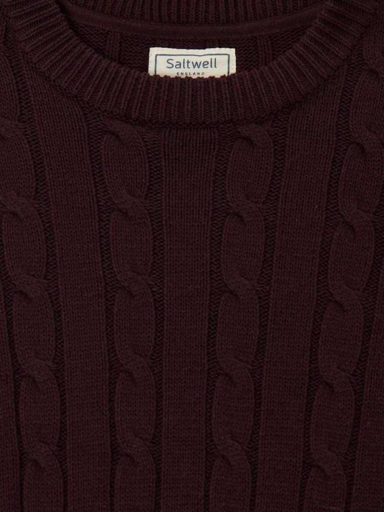 Saltwell Red Cable Knit Crew Neck Jumper - Image 6 of 6