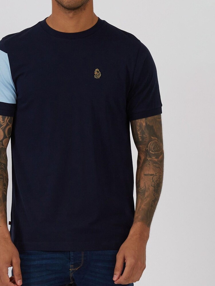 Luke 1977 Navy Blue Dave Barton 100% Cotton T-Shirt - Image 1 of 7 Luke 1977 Navy Blue Dave Barton 100% Cotton T-Shirt - Image 1 of 7