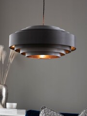 Grey And Copper Rico Easy Fit Shade 5 Tier Ceiling Light - Image 1 of 7