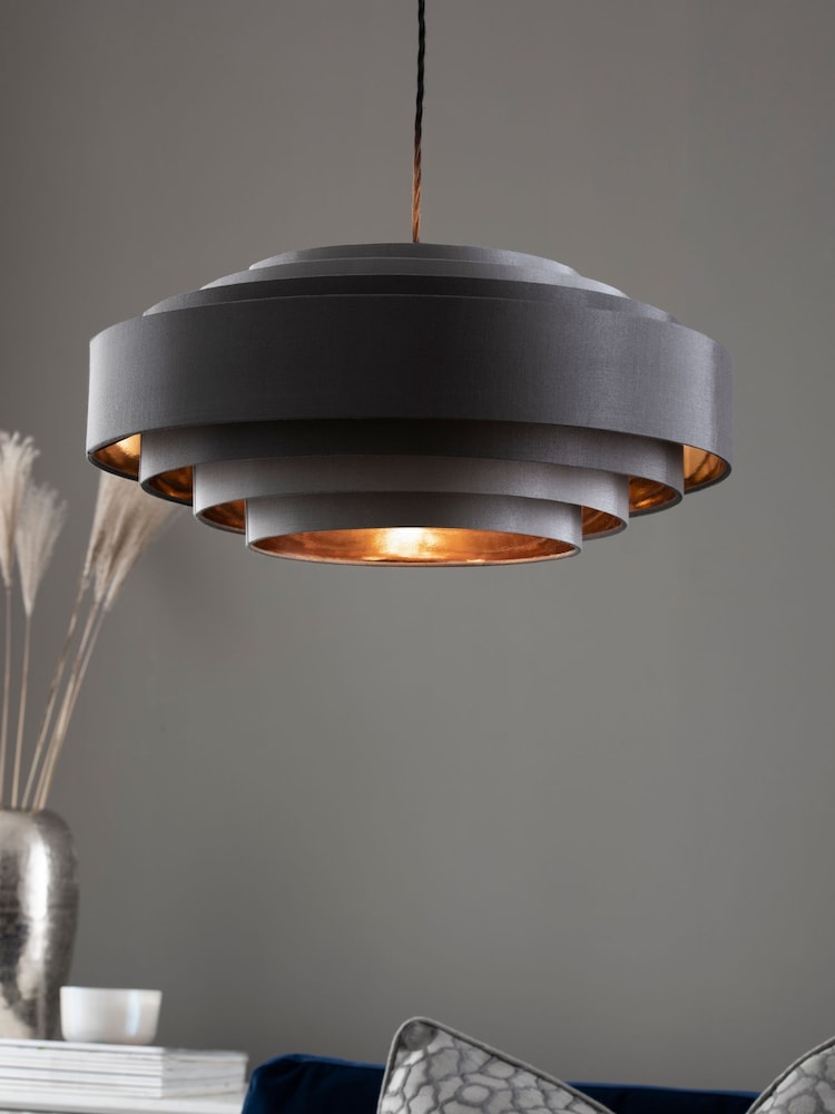 Grey And Copper Rico Easy Fit Shade 5 Tier Ceiling Light - Image 1 of 7