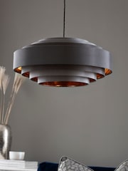 Grey And Copper Rico Easy Fit Shade 5 Tier Ceiling Light - Image 2 of 7