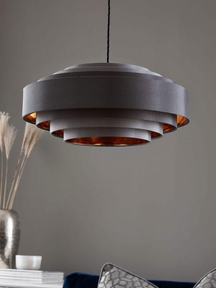 Grey And Copper Rico Easy Fit Shade 5 Tier Ceiling Light - Image 2 of 7
