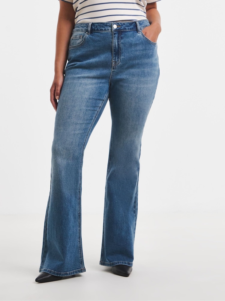 Buy Simply Be Blue Stretch Denim Flare Leg Jeans from Next Belgium